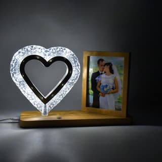 Heart Shape Cystal Led Lamp & Photo Frame Night Lamp | Wedding Gift | love couple