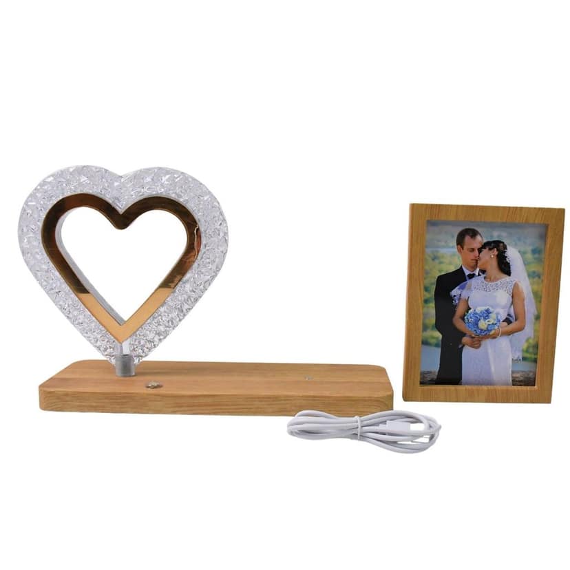 Heart Shape Cystal Led Lamp & Photo Frame Night Lamp | Wedding Gift | love couple view 8