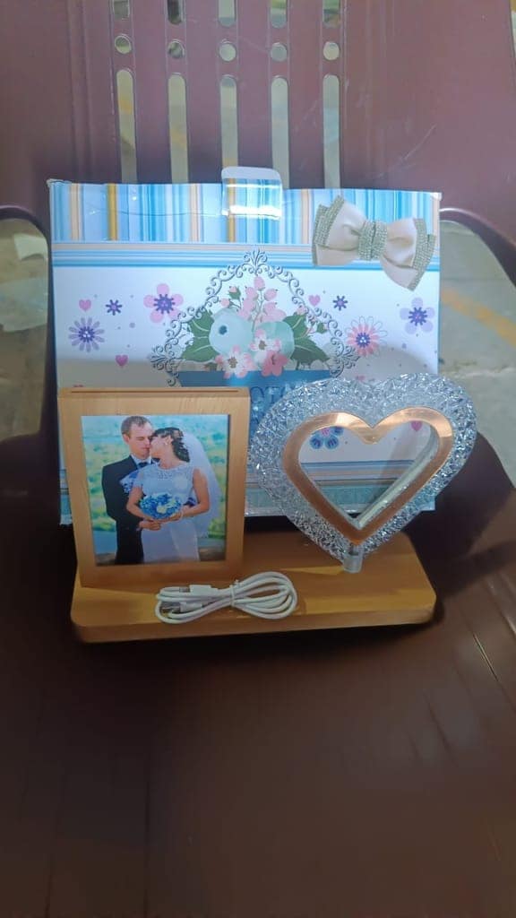 Heart Shape Cystal Led Lamp & Photo Frame Night Lamp | Wedding Gift | love couple view 9