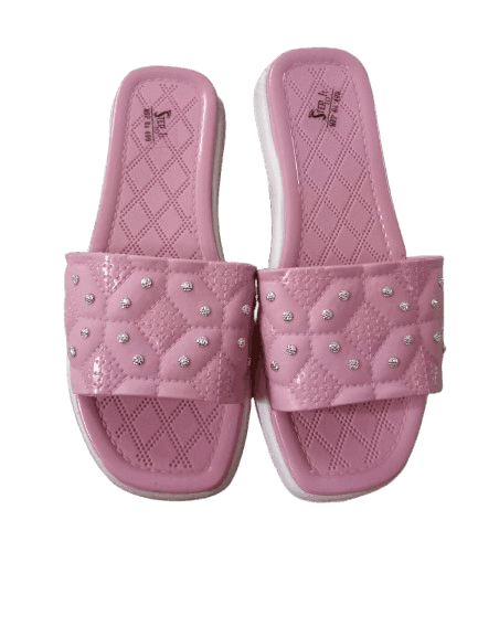 Women's Pink Rhinestone Slip-On Sandals