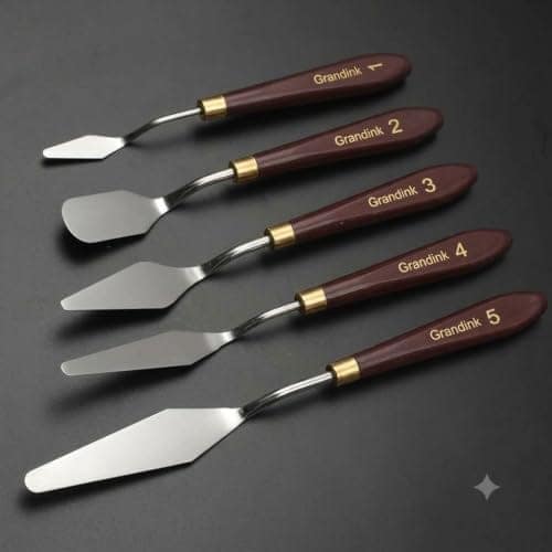 Grandink Palette Painting Knives Set of 5, Stainless Steel, Brown Handle view 2