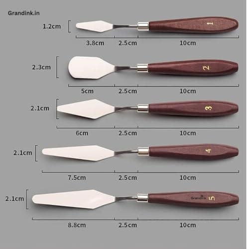 Grandink Palette Painting Knives Set of 5, Stainless Steel, Brown Handle view 3