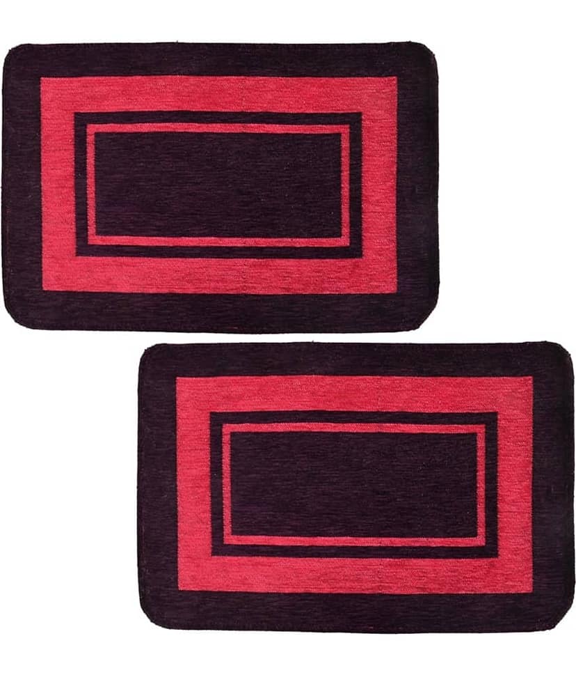 FURNISHING HUT - Anti-skid Cotton Door Mat ( 60 X 40 cm ) Set of 2 - Purple
