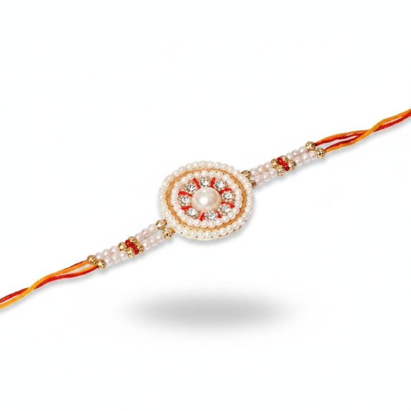 Designer Pearl and Stone Rakhi view 2
