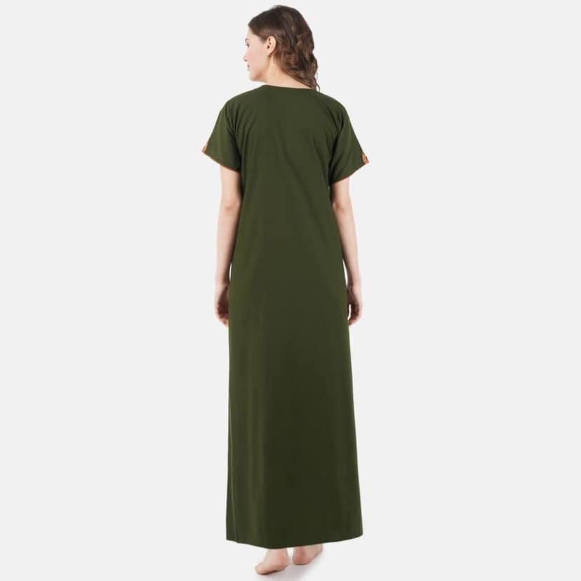 KOI SLEEPWEAR Women's Cotton Blend Embroidered Maxi Nightgown (Free Size) view 7