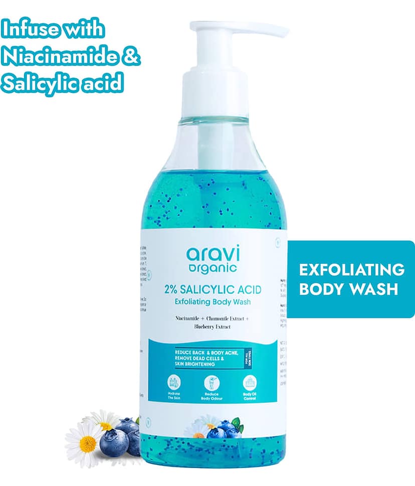 Aravi Organic 2% Salicylic Acid Exfoliating Body Wash With Niacinamide Back&Body Acne , 300 ml