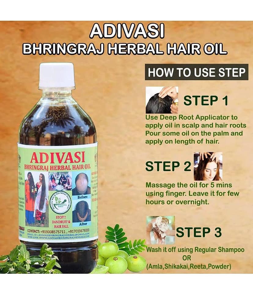 ADIVASI BHRINGRAJ HERBAL HAIR OIL - Hair Growth Coconut Oil 250 ml ( Pack of 1 ) view 2