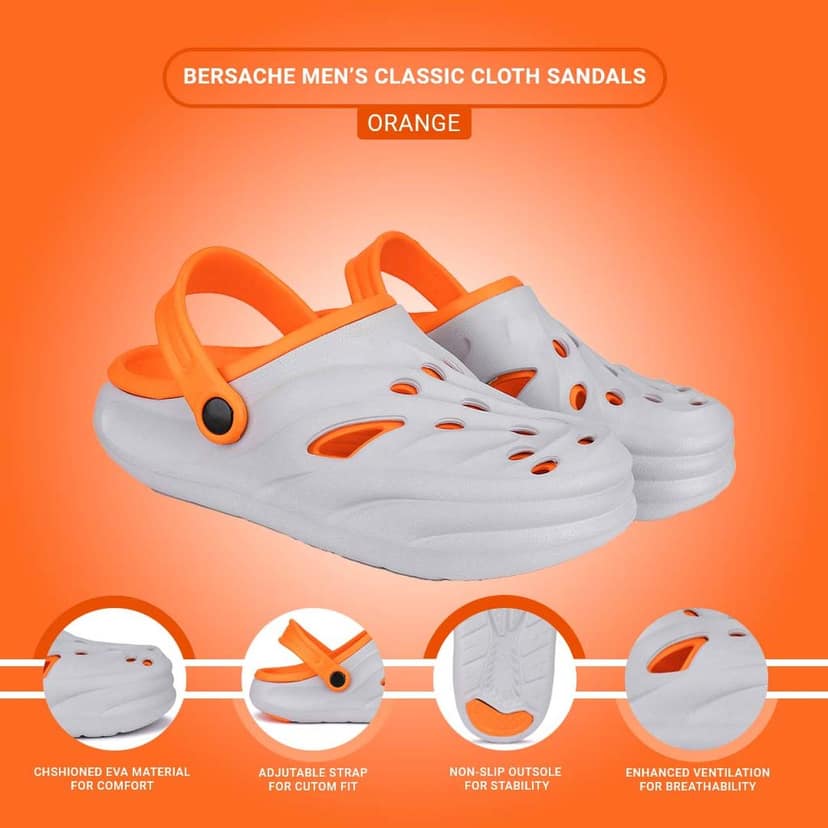 Bersache Extra Soft Classic Casual with Back Strap Regular wear with Ultra Soft & Flexibility Technology Clog for Men's view 5