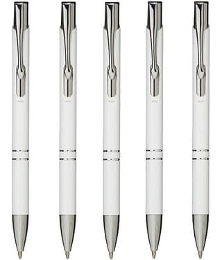 UJJi Gloss White Color Retractable Pack of 5pcs (Blue Ink) Ball Pen