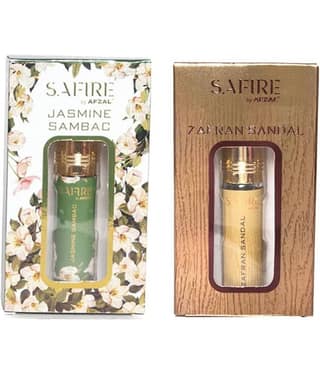 SAFIRE JASMINE SAMBAC & ZAFRAN SANDAL ATTAR (COMBO PACK 6ML*2) ROLL-ON PERFUME OIL FOR MEN AND WOMEN