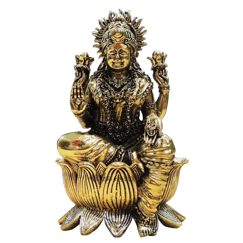 Pure Brass Lakshmi Mata Murti for Mandir, Diwali Puja & Vastu, Height : 5 Inch (BSMAS1846 L) view 2