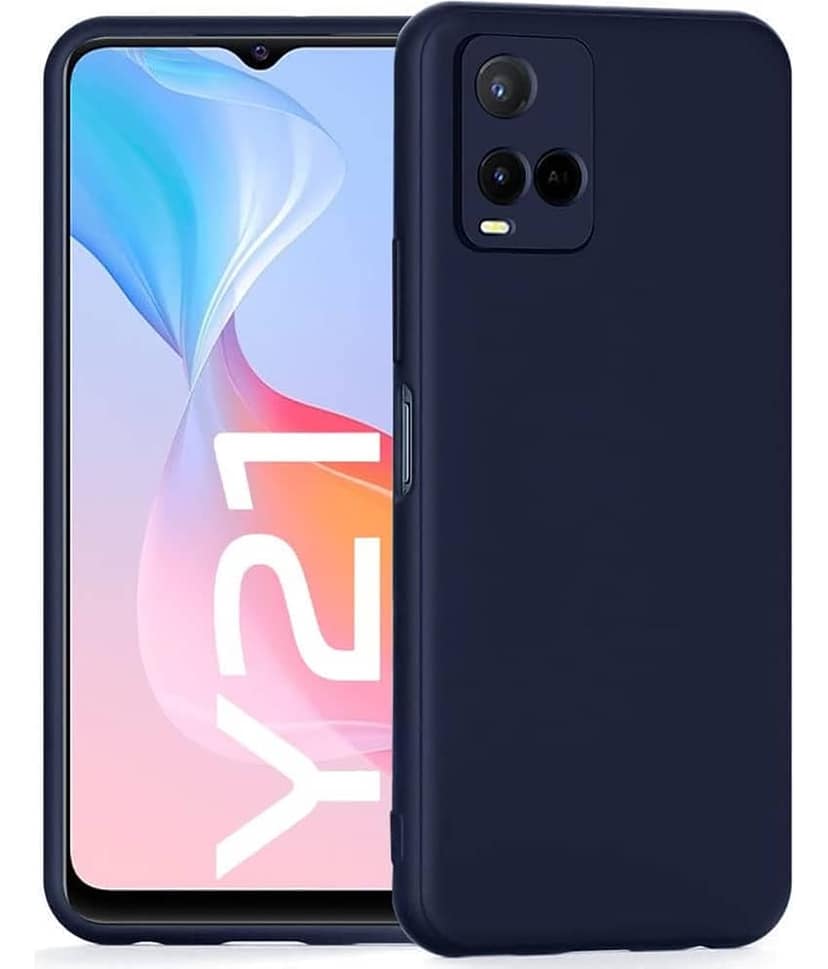 ZAMN - Blue Silicon Plain Cases Compatible For Vivo Y21 ( Pack of 1 )