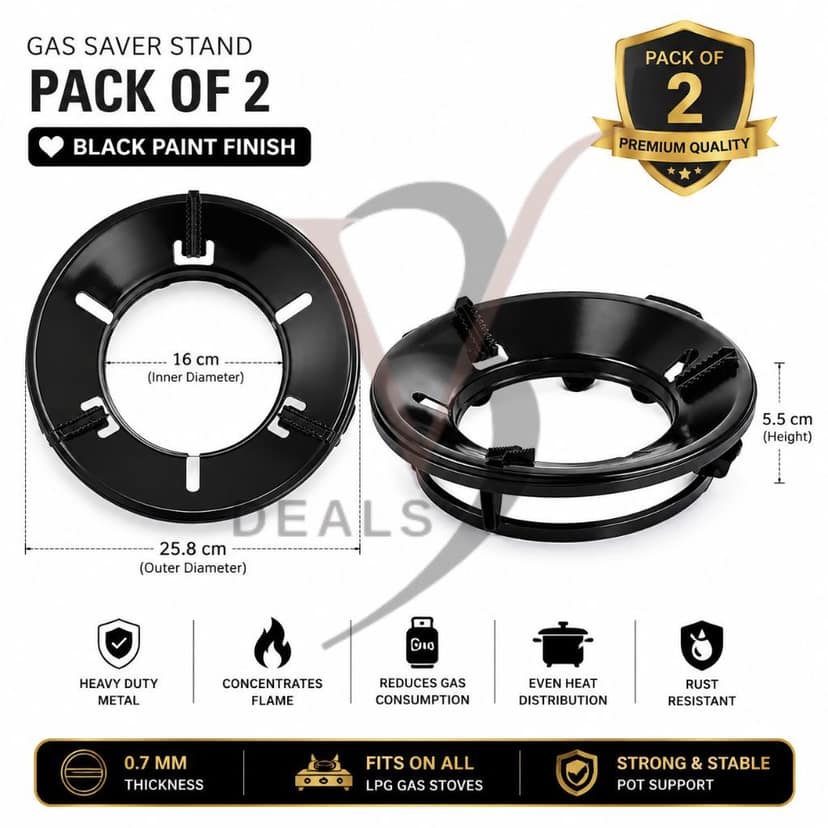V3Deals Premium Gas Saver Stand – LPG Stove Burner Support, Energy Saving Trivet with Windproof 4-Leg Design, Heavy Duty 0.7mm Metal view 6