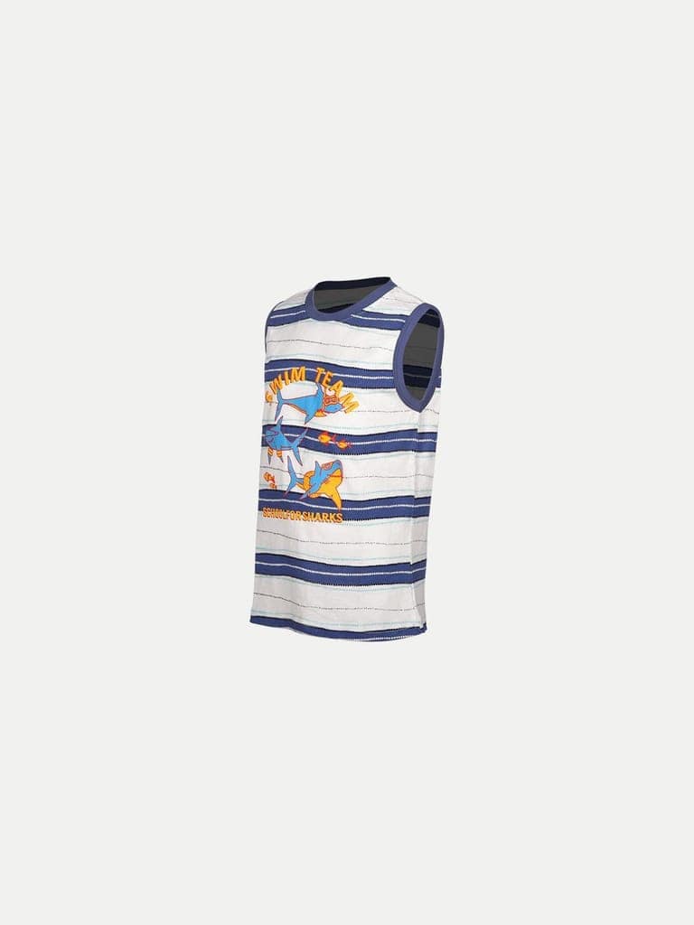 Boys White Striper Tanktop view 2