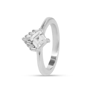 925 Sterling Silver Princess Cut White Stone Ring for Women | Elegant Baguette Accent Designer Ring I Weight - 3.33 gram