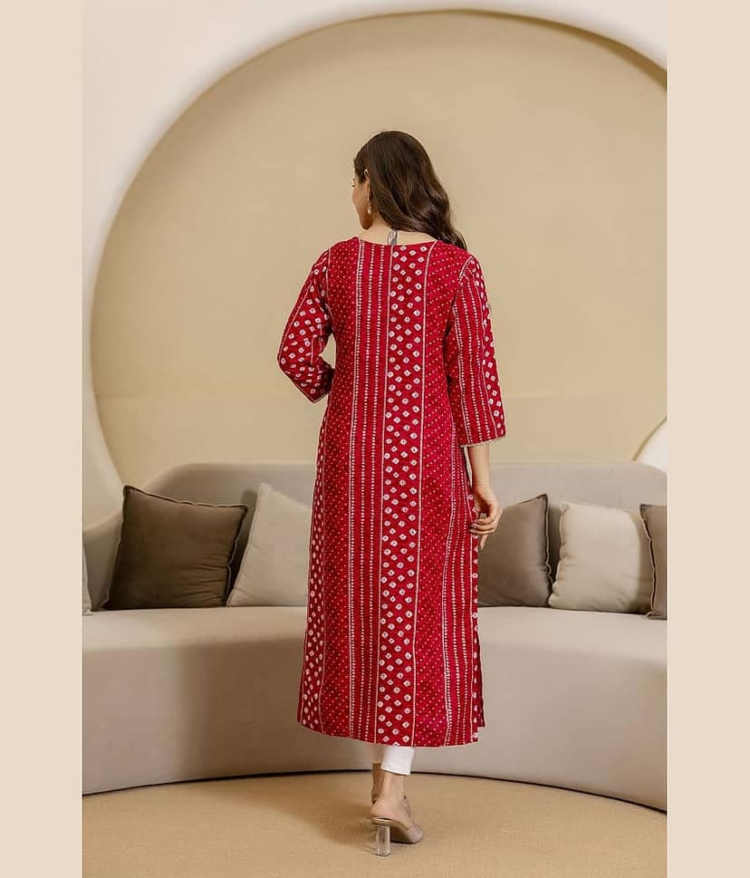 Kapadia Women Viscose Rayon Embroidered Straight Kurti ( Red ) view 2