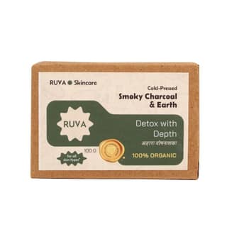 RUVA Handmade Smoky Charcoal & Earth Cold-Pressed Ayurvedic Soap Bar | Deep Detox & Pore Purity, Skincare Ritual | Velvety Lather, Face Safe | Natural Skincare for All Skin Types