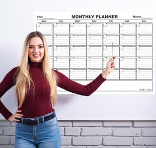 Studio Curate Whiteboard sticker for walls | Monthly Planner for office and home | Large Size | Laminated Vinyl Film | Pack of 1 (30 INCHES X 20 INCHES)