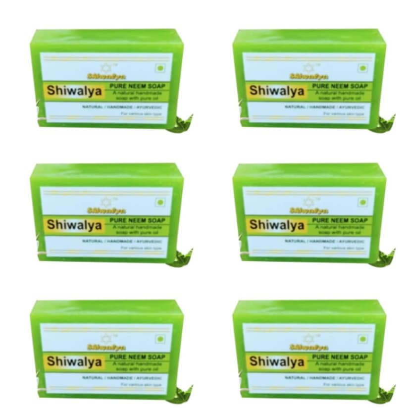 SHIWALYA Natural Neem Handmade Soap | Handmade Bathing Soap | Herbal Soap Soft & Radiant Skin | Suitable for All Skin Types (Pack of 6)