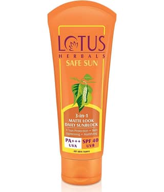 Lotus Herbals Safesun 3In1 Matte Look Daily Sunscreen , Spf 40 Pa+++, Matte Finish, 50G