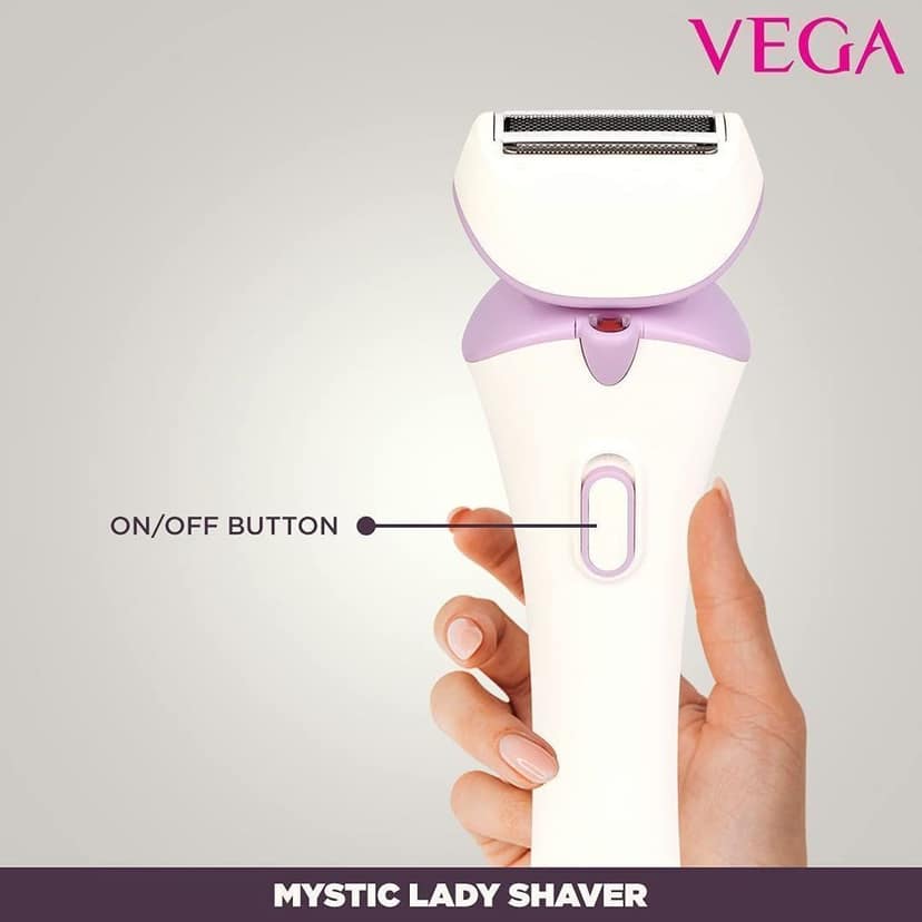 VEGA Mystic Lady Shaver For Women, 90 Mins Runtime with Quick Charge, IPX 6 Waterproof And Cord & Cordless Use, (VHLS-02), White view 5