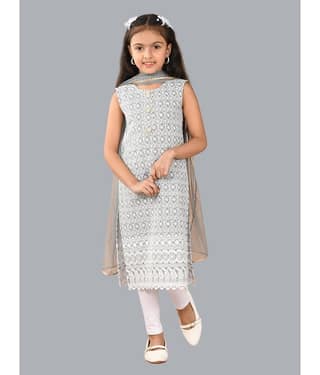 HLGARMENTS Girls Cotton Kurti Legging Set ( Pack of 3 , Blue )