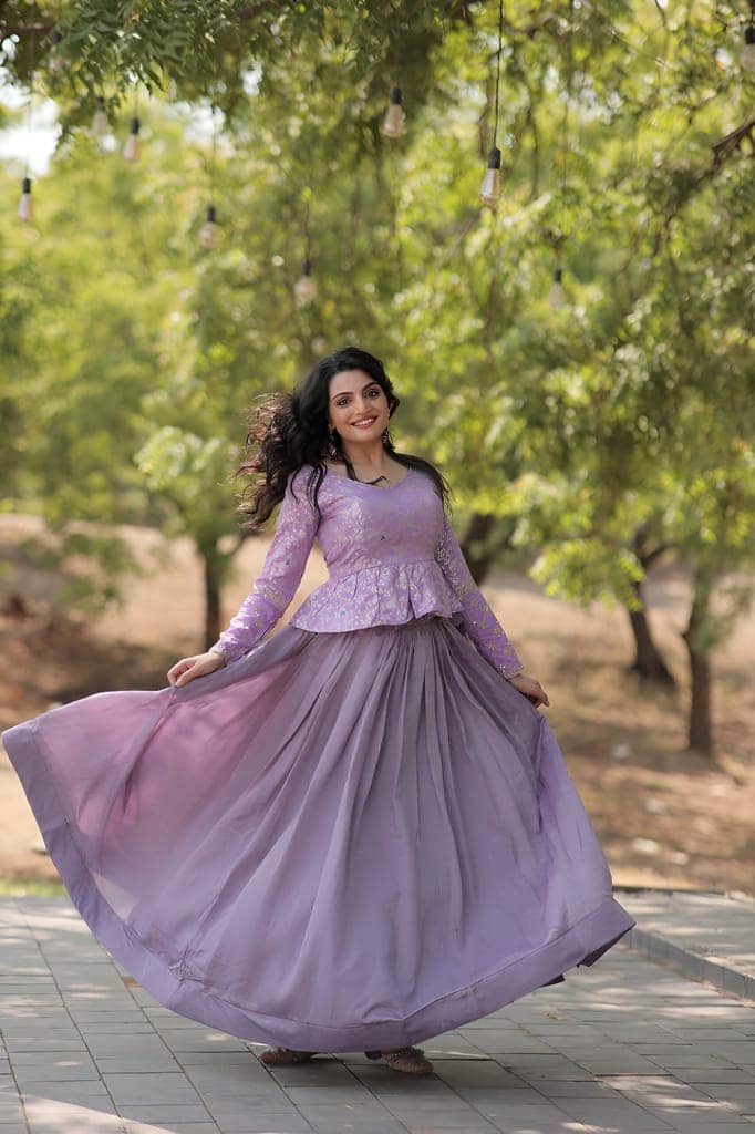 Purple Wine Lehenga Choli Readymade Stitched For Wedding Women Party Skirt Ready To Wear view 4