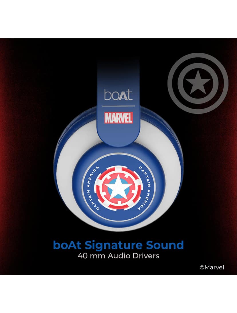 boAt Rockerz 450 Captain America Marvel Edition | Bluetooth Headphones with 40mm Audio Drivers, 15H Playback, Voice Assistant, Dual Connectivity view 2