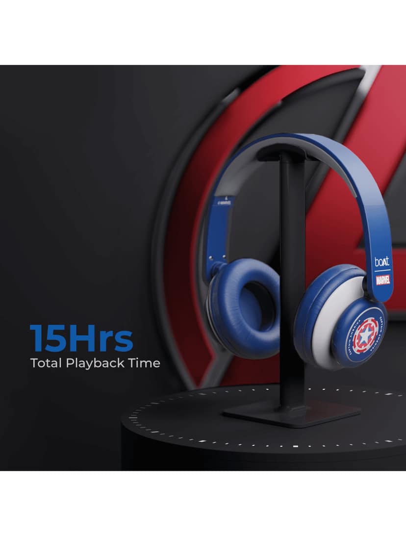 boAt Rockerz 450 Captain America Marvel Edition | Bluetooth Headphones with 40mm Audio Drivers, 15H Playback, Voice Assistant, Dual Connectivity view 3