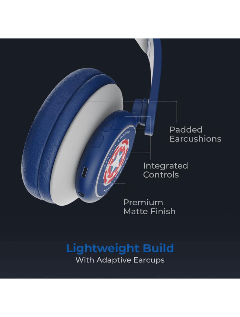 boAt Rockerz 450 Captain America Marvel Edition | Bluetooth Headphones with 40mm Audio Drivers, 15H Playback, Voice Assistant, Dual Connectivity view 4