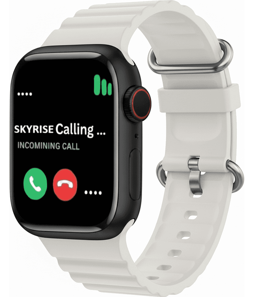 SKYRISE Limited Edition Smartwatch | Heart Rate | Steps | Wireless Charging Smartwatch (White Strap, 2.09 Inch Big Sunlight Proof Display)