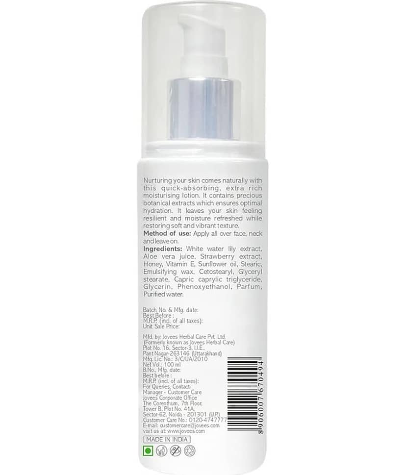 Jovees Herbal White Water Lily Moisturizing Lotion Lightweight For All Skin Types 100ml (Pack of 1) view 2