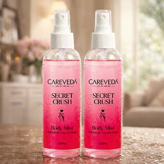 (Pack Of 2) | Careveda Secret Crush Body Mist For Women | Long Lasting Fruity Floral Fragrance Perfume Spray, 100Ml Each