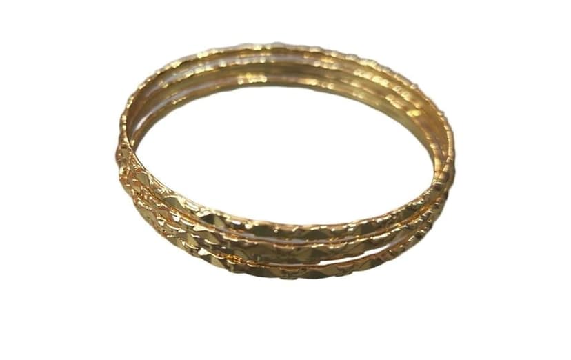 Gold Plated Textured Bangle Set of 4 view 3