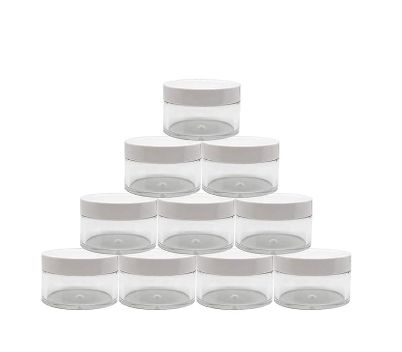Empty Acrylic San Jar Transparent Cosmetic Container with Leakproof inner lids for Lip Balms, Lip Scrubs, Body Butters, Eyeshadow, Makeup & DIY cosmetics beauty products - PRNT