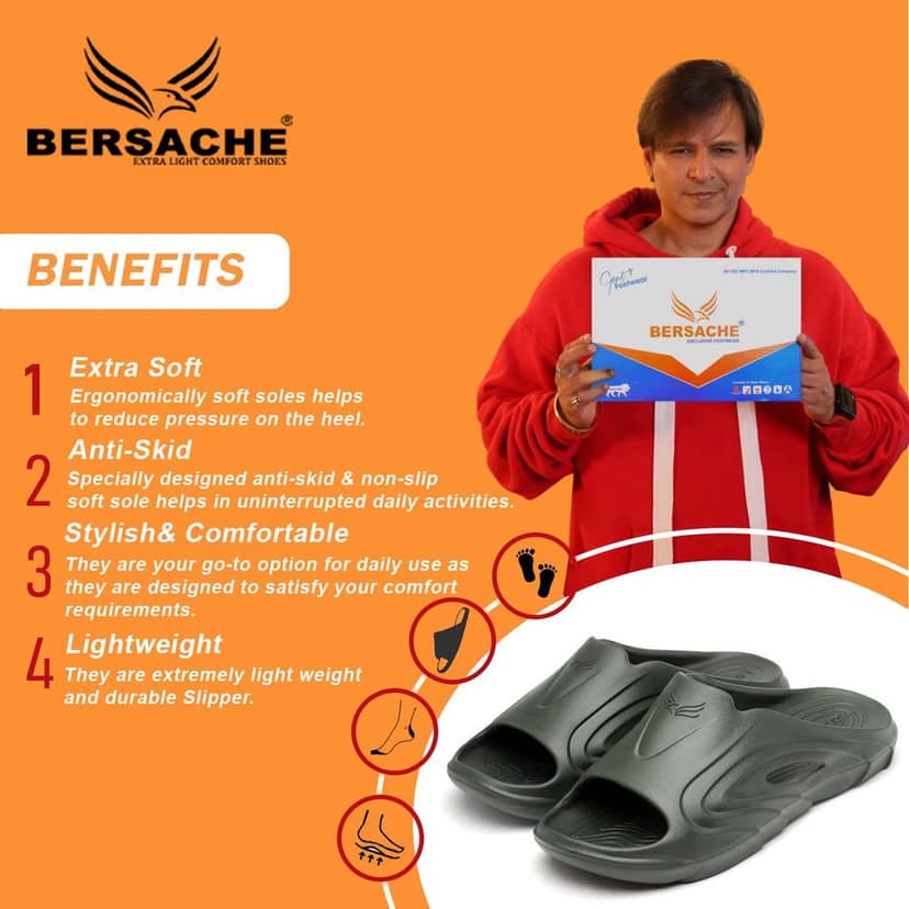 Bersache Extra Soft Classic Casual with Back Strap Regular wear with Ultra Soft & Flexibility Technology Slipper for Men's view 2