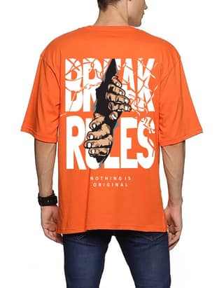 SCOTT FINCHER Men's Break Rules Nothing is Original T-Shirt : AA(ARN)ORANGE_158