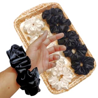 Dvabeautyshop scrunchies for Women, Pack of 10, Satin Scrunchies (Black&White, Large) Dvabeautyshop scrunchies for Women, Pack of 10, Satin Scrunchies (Black&White, Large) - Black&White / 1 count (Pack of 10)