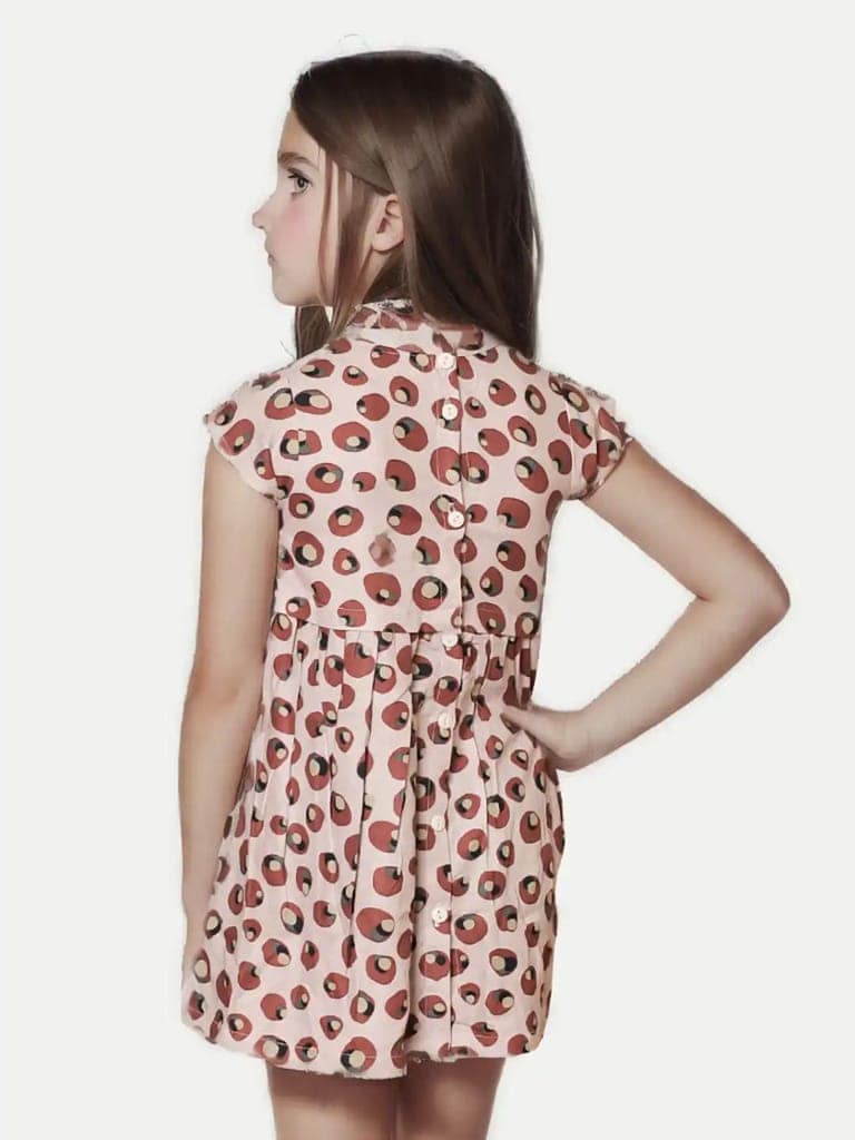 Girls Beige Floral Printed Dress view 4