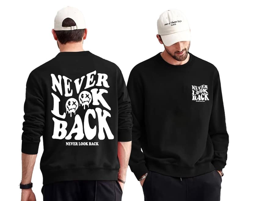 SCOTT FINCHER Men's Black "Never Look Back" Sweatshirt : AA(RSSWT)BLACK_230 view 3