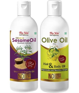 The Nile Sesame Oil 150 ML + Olive Oil 200 ML Hair Oil 350 mL Pack of 2