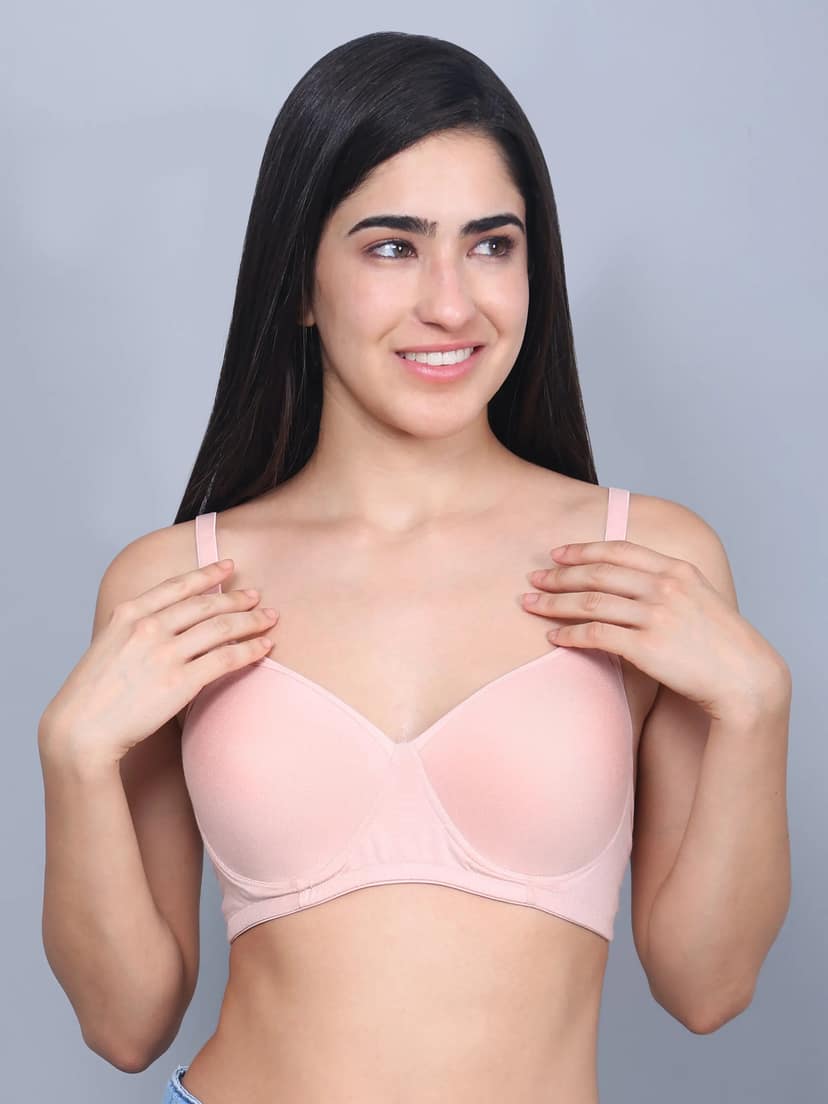 Full Coverage Bamboo Padded T-Shirt Bra Beige – Soft, Supportive, Non-Wired & Eco-Friendly
