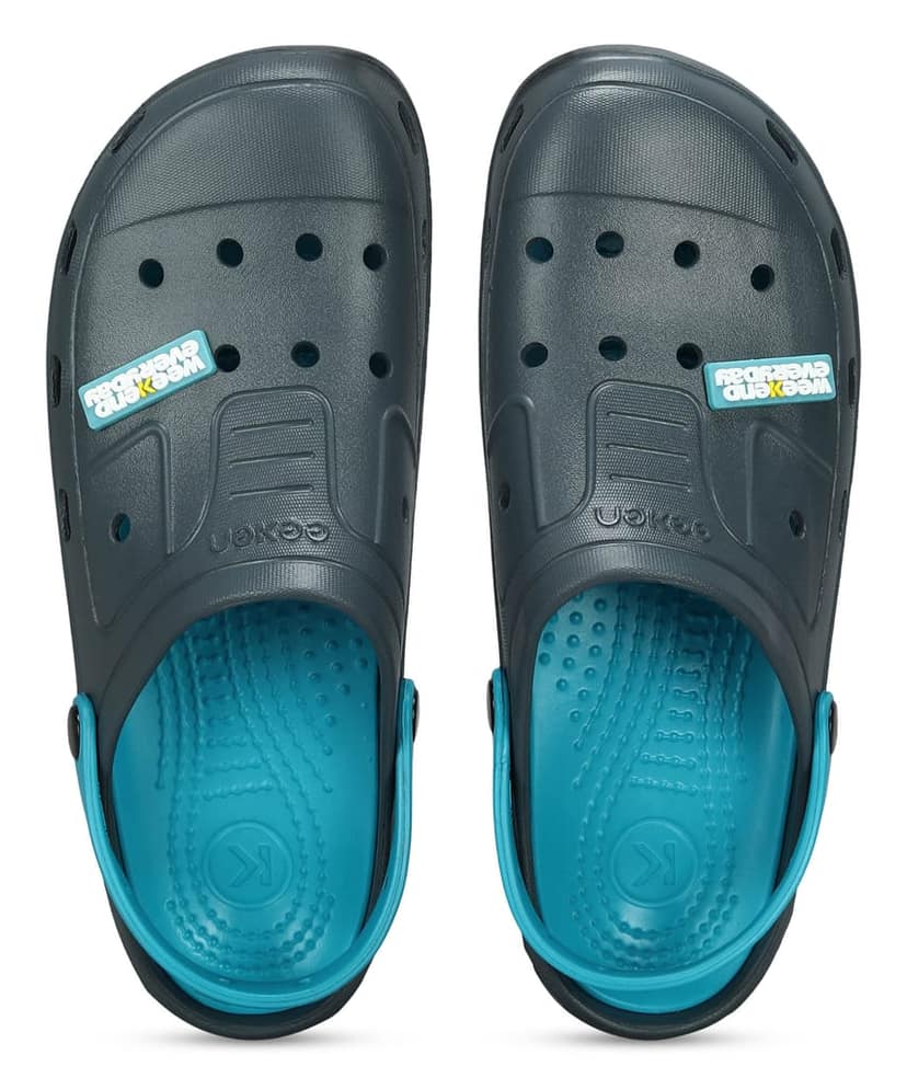 Paragon Men's Slip-on Grey-Turquoise Sandals for Men | Comfortable Sole & Durable view 4