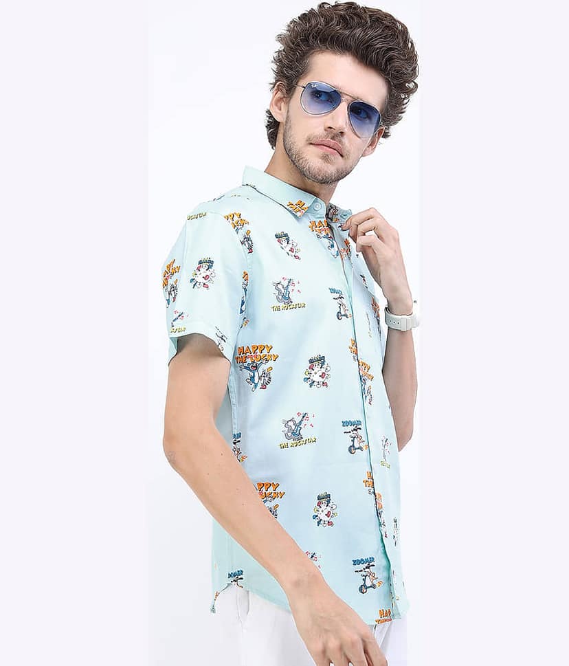 Ketch 100% Cotton Regular Fit Printed Half Sleeves Men's Casual Shirt - Blue ( Pack of 1 ) view 6