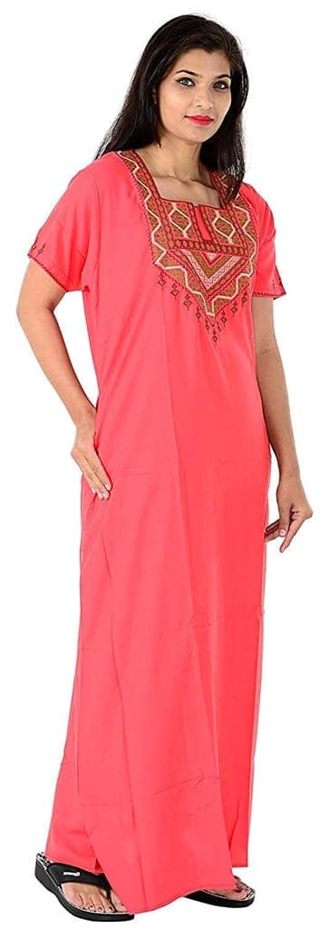VALENCIA SLEEPWEAR Women's Embroidery Night Gown Maxi Soft Cotton Nightwear Nighty for Ladies view 10
