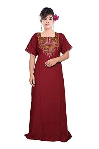 VALENCIA SLEEPWEAR Women's Embroidery Night Gown Maxi Soft Cotton Nightwear Nighty for Ladies view 5