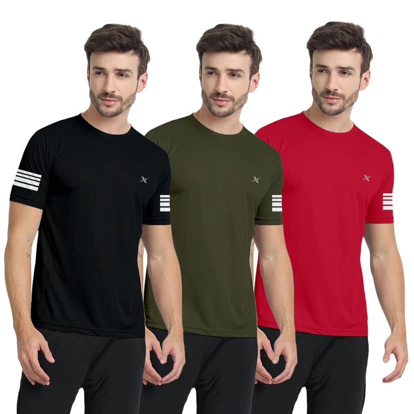 FTX Men Solid Round Neck Tshirt Pack Of 3