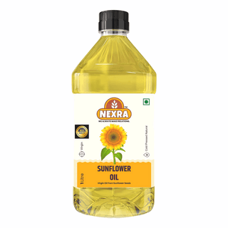 Nexra - Virgin Sunflower Oil - 1 Liter | 100% Pure Kacchi Ghani/Chekku | Rich in Nutrients & Free from Chemicals | wooden churner Oil