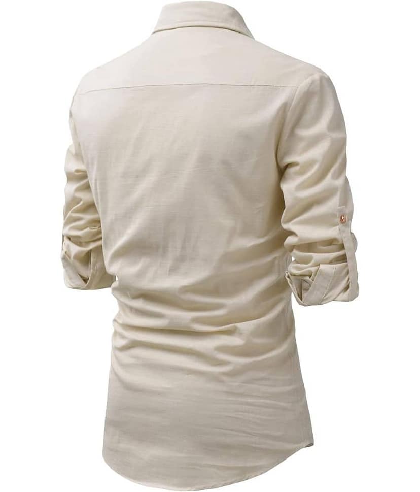 UNI VIBE Beige Cotton Blend Men's Shirt Style Kurta ( Pack of 1 ) view 2