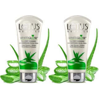 Lotus Herbals Whiteglow 3 In 1 Deep Cleaning Skin Whitening Facial Foam For All Skin Types 100G ( Pack Of 2 )